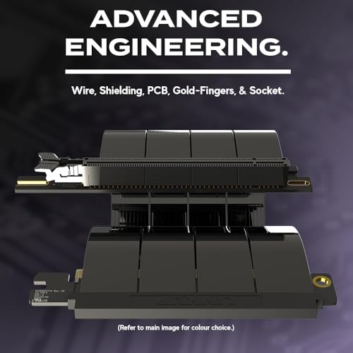 Image of LINKUP - AVA5 PCIE 5.0 Riser Cable (Used) | RTX5090 RX9070 GPU Ready | x16 128GB /s Speed | Compatible with NZXT H1 & PCIE 4.0 /3.0 | Single Reverse Left Angle, Black 25cm (Total Length 28cm)