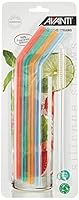 Avanti 14913 Silicone Straws with Cleaning Brush 4 Piece Set, Multicolour [Warehouse]
