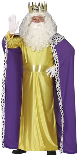 GUIRMA | Disfraz de Rey Mago Adulto (52-54/L) - Capa, Cinturón y Túnica - Disfraces de Navidad, Reyes Magos y Año Nuevo para Fiestas y Celebraciones - Ideal para Hombre Adulto - Amarillo