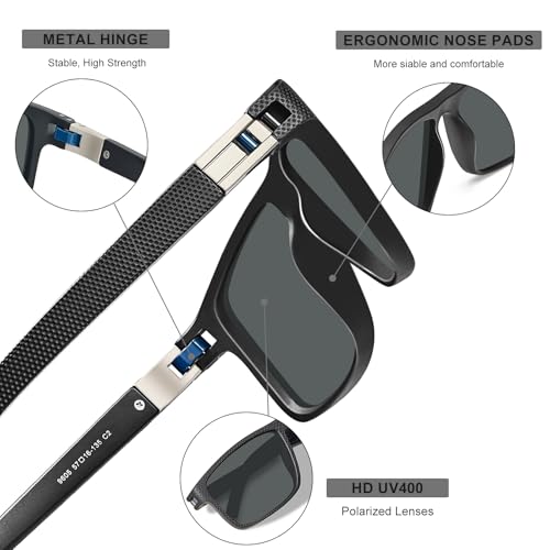 AVAWAY Retro Polarized Sunglasses for Men UV Protection Acetate Fashion Cool Rectangle Frame Wide Arm Sun Glasses3