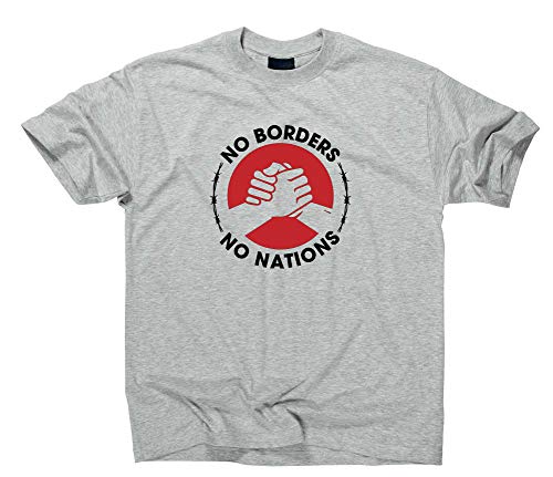 T-shirt avec logo No Nations No Borders, Gris, sport, M