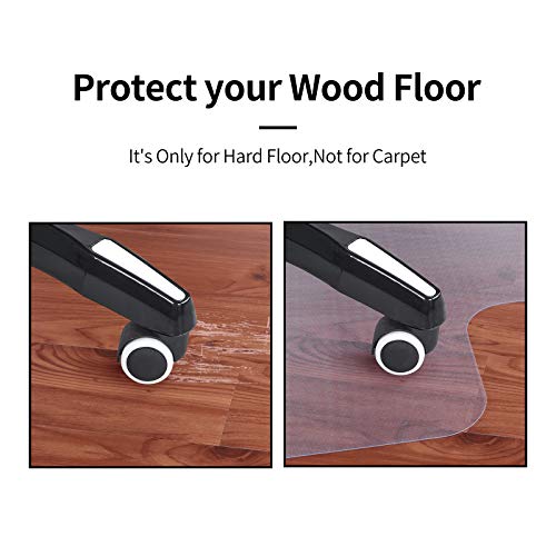 Large (53X45 Inch) Vinyl Office Chair Mat For Hardwood Floor,Heavy Duty,Hombys Plastic Floor Mat For Office Chair And Computer Desk,Easy Rolling For Gaming Chairs,Clear, Flat Without Smell #TOP2