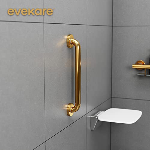 Evekare Premium Extra Strength Grab Bar For Bathtubs And Showers | Stainless Steel Gold 16 Inch - 1.25 Diameter | Ada Compliant Shower Grab Bar Handle For Elderly And Disabled #TOP6