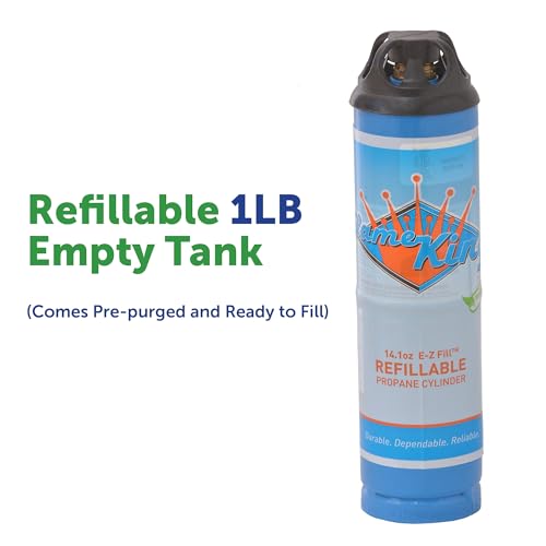 Flame King 1LB Empty Propane Welding Cylinder Tank, Reusable & Transportable - Safe and Legal Refill Option, 14.1 oz, Blue (2-Pk) - Thumbnail 2