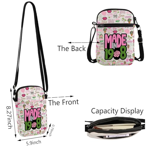 TSOTMO Sorority Gift Made In Pink and Green Paraphernalia Gift Black Greek Sorority Crossbody Bag for Women2