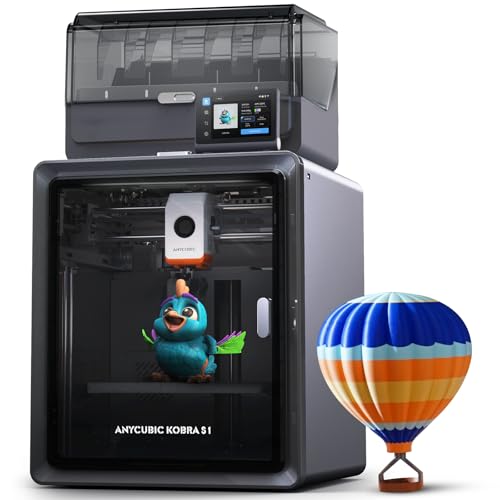 Anycubic Kobra S1 Combo Multicolor 3D Printer with Anycubic ACE PRO, 4 Multicolor, Drying and Printing at the Same Time, 600mm/s Fast Speed with 320℃ Hotend, Built-in Camera 44dB Quiet 250*2
