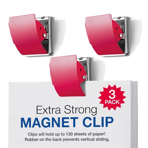 Plus Extra Strong Magnetic Clips, Large 3-Pack, Red