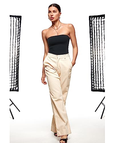 INLYRIC Women's Natrelax Sexy Strapless Bodysuit Thong Tube Top Off The Shoulder One Piece Leotard2