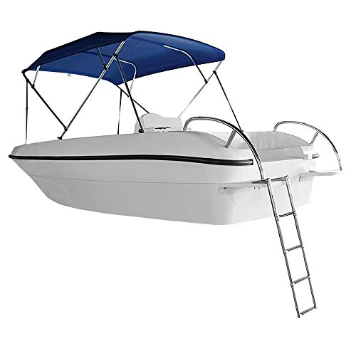 Hoffen Telescopic 4 Step Ladder Stainless Steel Telescoping Extendable Ladder 900 Pound Capacity for Marine Yacht / Swimming Pool