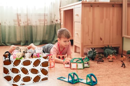 Image of Rectangular Football Basket,Kids Baskets for Kids.Waterproof PE Coating Cute Bins with Handles.Boys Basket,Toys Box,Books Baskets,Gifts Box. (Rugby)