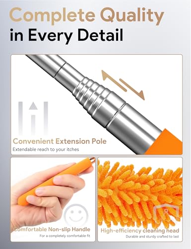 microfiber duster for cleaning tukuos hand washable dusters with 2pcs replaceable microfiber head extendable pole detachable cleaning supplies for office car window furniture ceiling fan