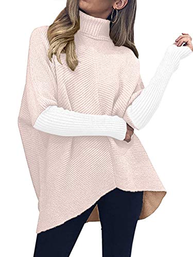 Image of ANRABESS Womens Casual Fall Sweater Turtleneck High Neck Batwing Sleeve Oversized Sweater Dress