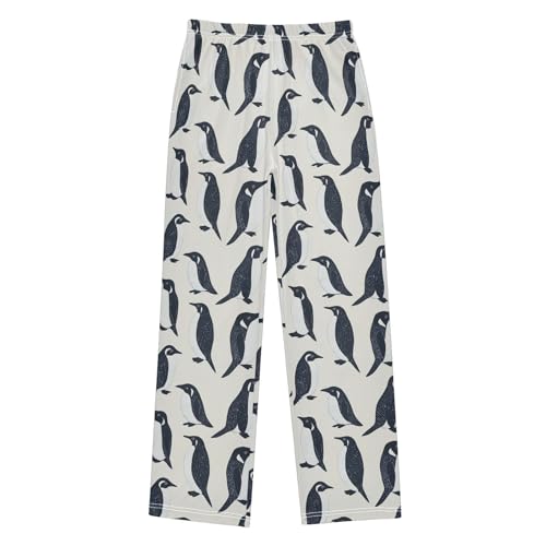Boys' Pants Doodle Penguins White Long Bottoms Jogger Pants Elastic Waist Trousers with Pockets S-XL