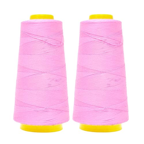 Image of Mandala Crafts Pink Thread Cones for Machine and Hand Quilting - 2400 Yds 50 WT Multiple Purpose Mercerized 100% Cotton Threads for Sewing Machine Serger Embroidery