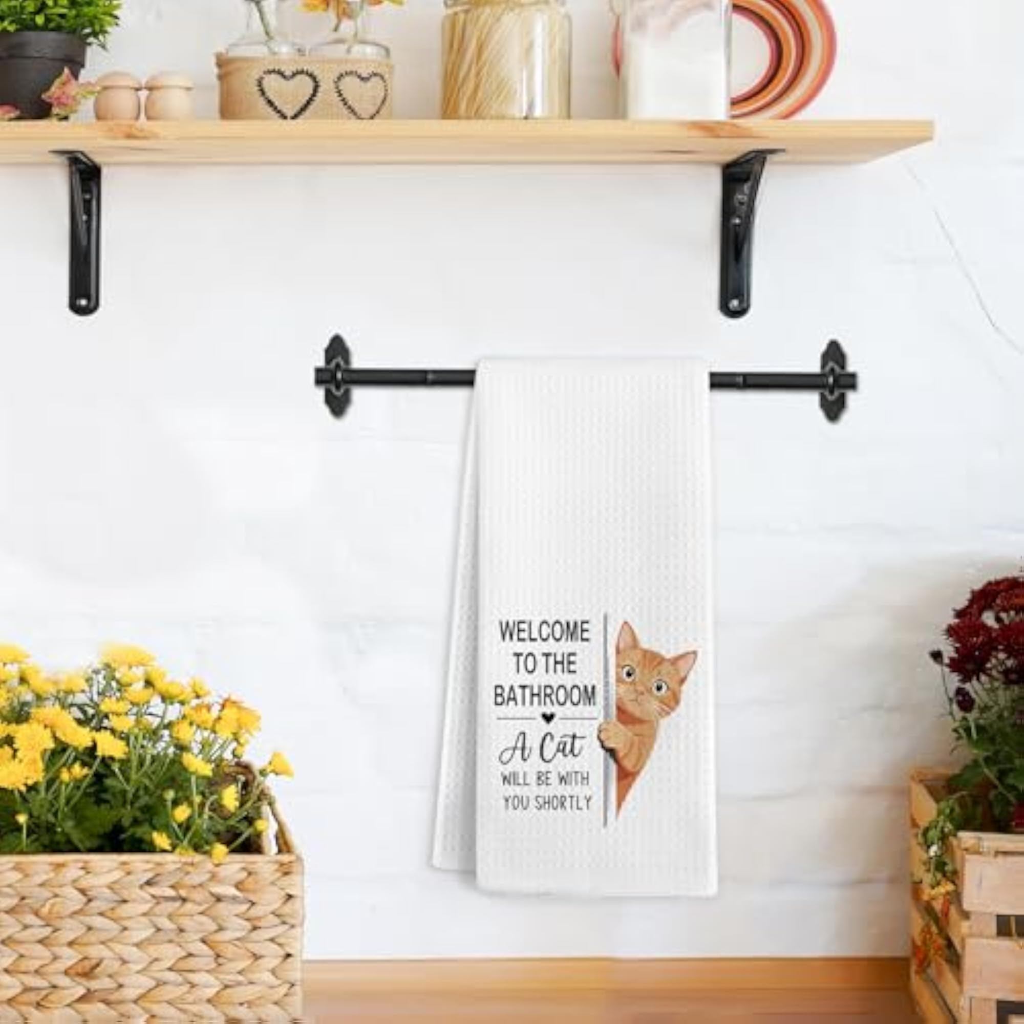 Welcome Cat Kitchen Towels, Decorative Hand Towels