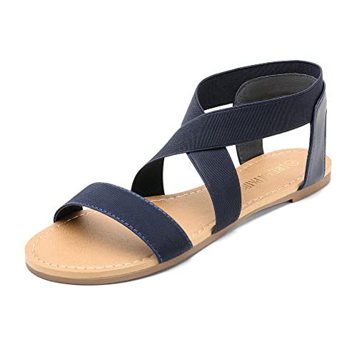 Image of DREAM PAIRS Women's Elastic Ankle Strap Flat Sandals Summer Dressy Shoes Cute Strappy Gladiator Sandals