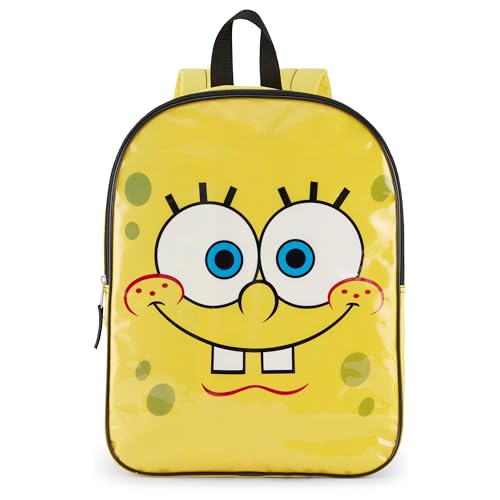 Nickelodeon Mochila infantil 15 para meninos | Alças acolchoadas e compartimento grande com zíper, Bob Esponja Amarelo, 15 Inch