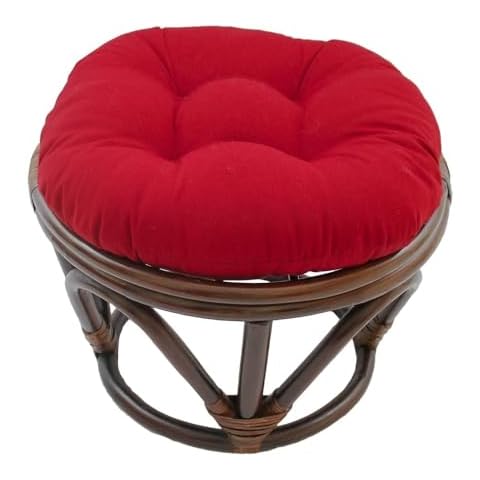 International Caravan Furniture Piece Rattan Footstool with Twill Cushion Cover