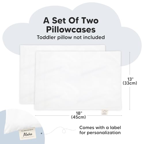 Image of KeaBabies 13x18 Waterproof Toddler Pillowcase, 2pk Pillow Case (Soft White) | Soft Waterproof Toddler Pillow Protector Cover for Kids, Boys, Girls, Machine Washable, Small Travel Pillow Sold Separately