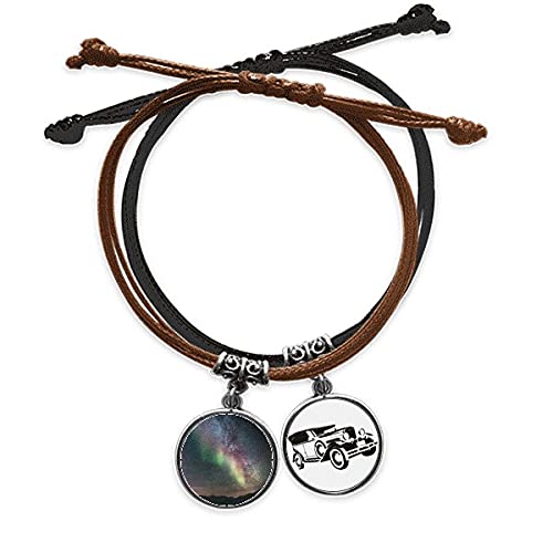 Bracelet corde fait main de haute qualité en cuir couleur ciel de nuages sombres