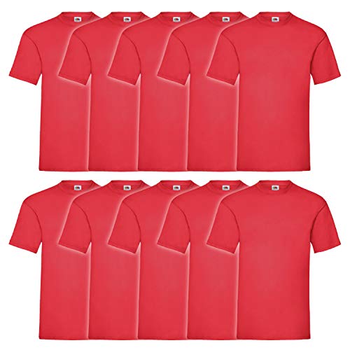 T-shirt Fruit of the Loom rouge lot de 10 taille L pour homme
