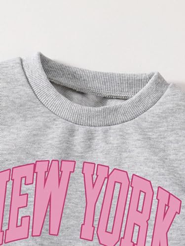 Image of Floerns Toddler Girl's Letter Print Long Sleeve Crewneck Sweatshirt with Pants 2 Piece Set