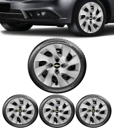 Jogo 4 Calota Aro 15 Prata CHEV Onix Prisma Spin Montana Meriva Agile Celta Corsa Sedan Cobalt Sonic