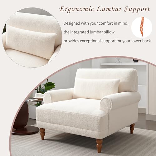Sillón con brazos circulares beige y tela boucle miniatura 4