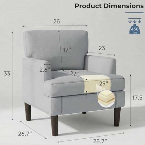 Sillón comodo tapizado Gris estructura madera miniatura 2