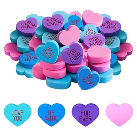 emzrivo 80 Pieces Valentine's Day Erasers Valentines Erasers Heart Mini Erasers Cute Erasers for Classroom, Valentine's Day Party, Holiday Gift, Classroom Exchange Gift Set Cover