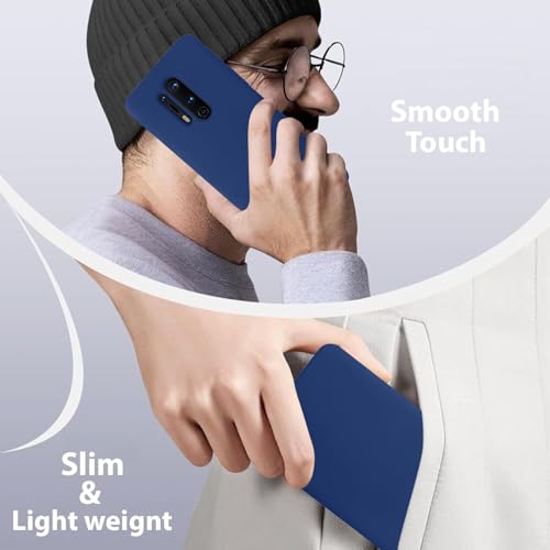 Image of LIRAMARK Liquid Silicone Soft Back Cover Case for OnePlus 8 Pro / 1+8 Pro (Midnight Blue)