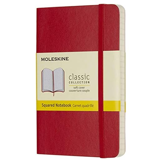 Moleskine - Cuaderno Clásico con Hojas Cuadriculadas, Tapa Blanda y Cierre Elástico, Color Rojo Escarlata, Tamaño Pequeño 9 x 14 cm, 192 Hojas