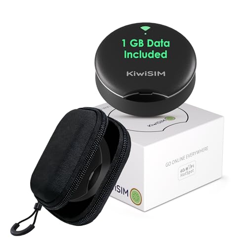 Image of KiwiSIM 4G LTE Mobile Hotspot, Portable WiFi 6 Device 1GB Data 30 Days | Compatible with AT&T, T-Mobile, Verizon, No Contract, Pay as You Go, UFO Shape Design, Black