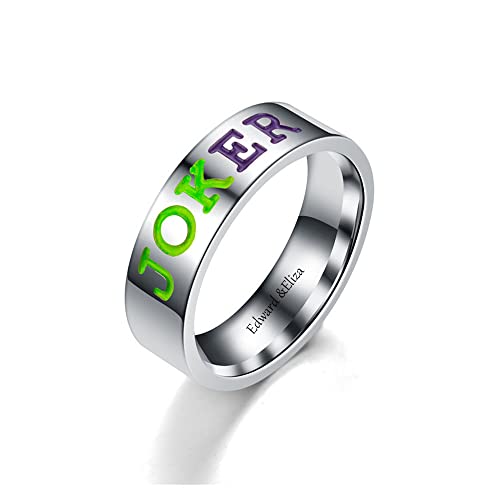 Personalized Harley and The Joker Matching Rings for Couples - Promise Set With 2 Stainless Steel Custom His and Hers Wedding Engagement Rings - Size 6-11