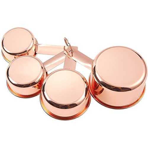 Juvale Stainless Steel Measuring Cup Set - Precision Baking & Cooking With Stackable Copper Plated Cups - Complete Measuring Cup & Spoon Set (4 Cups Measuring 1/4 Cup, 1/3 Cup, 1/2 Cup, 1 Cup) #TOP2