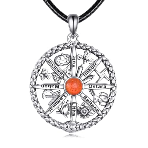 Pendentif calendrier sabbat wicca, collier Ouroboros pour rituels païens