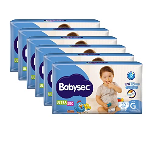 Kit 6 Pacotes Fralda Descartável Babysec Ultrasec Mega G