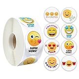 Wcaro 500 Sheets of Emoji Stickers-Vivid and Funny Smiley Face Stickers, Durable Vinyl Stickers, Finely Cut Reward Stickers, School, Classroom, Encouragement, Party Supplies