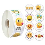 Wcaro 500 Sheets of Emoji Stickers-Vivid and Funny Smiley Face Stickers, Durable Vinyl Stickers, Finely Cut Reward Stickers, School, Classroom, Encouragement, Party Supplies