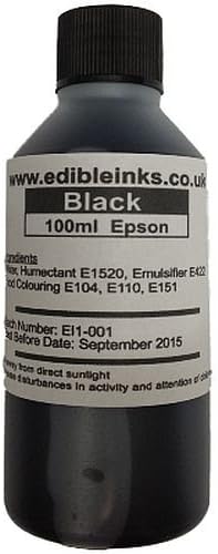 Home Media 250ml Black only - edible ink for use in refillable cartridges or standard cartridges with a chip re-setter, for Canon printer Models