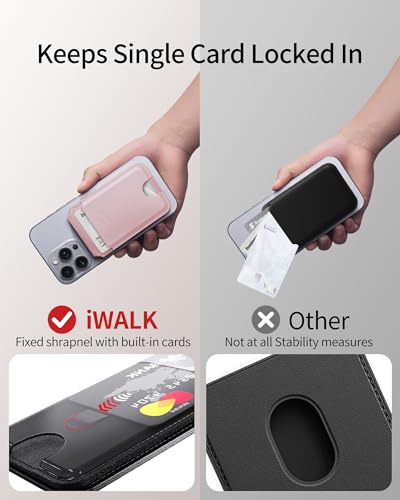 Image of iWALK Stronger Magnetic Wallet, Upgraded for MagSafe Wallet, RFID Blocking, 5 Card Holder with Adjustable Stand, Slim Leather Phone Wallets for iPhone 17 /16 /15 /14 /13 /12 Series, iPhone Wallets