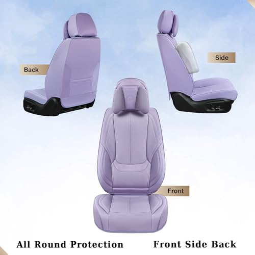 Image of Coverado Universal Seat Covers Full Set, 5 Seats Universal Seat Covers for Cars, Waterproof NAPPA Leather Car Seat Covers with Head Pillow, Auto Protectors Fit for Most Sedans SUV Pick-up Truck-Purple