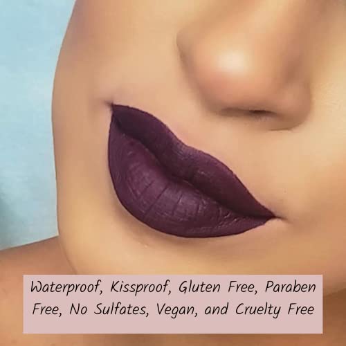 Mynena Dark Matte Liquid Lipstick Waterproof Lightweight No Smudge Talc-Free Mica-Free Gluten-Free Paraben-Free | Viola #TOP7