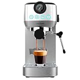 Cecotec Cafetera Espresso Compacta Power Espresso 20 Steel Pro. 1350 W, 20 Bares, Sistema Thermoblock, Vaporizador Orientable, Brazo Portafiltros con Doble salida y 2 Filtros, 1,3 Litros