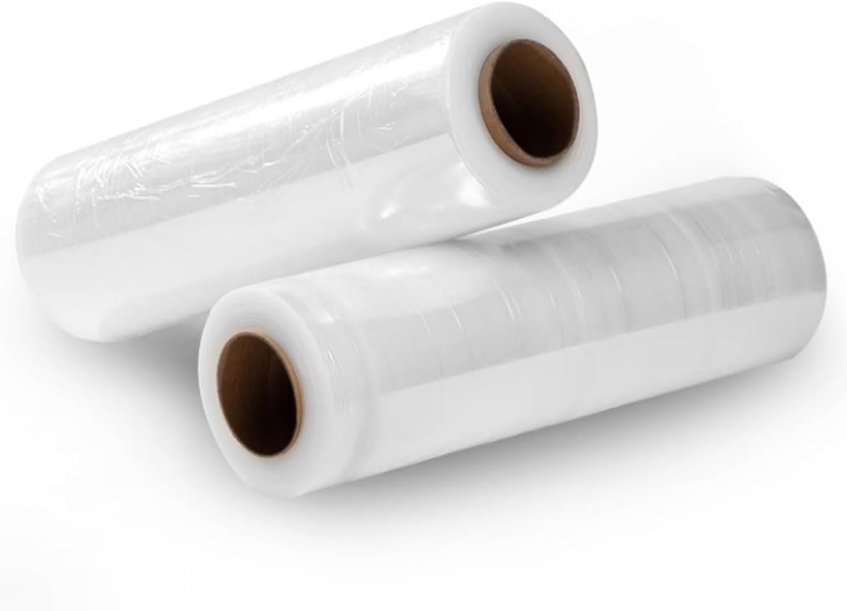 LIUNI Industrial Strength Stretch Film Packing Wrap Roll 75cm/100cm Width Clear Plastic Shrink Wrap Thicker Extra for Pallet Wrapping, Moving & Packing(Size:75cm x 450m/4roll,Color:Transparent)