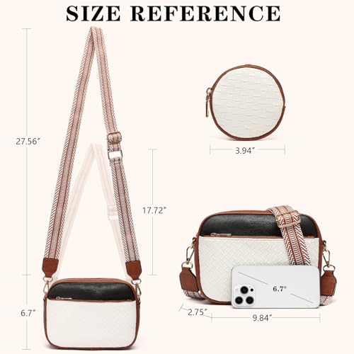 Image of Crossbody Bags for Women Vegan Leather Small Purses with Detachable Coin Pouch Adjustable Guitar Wide Strap