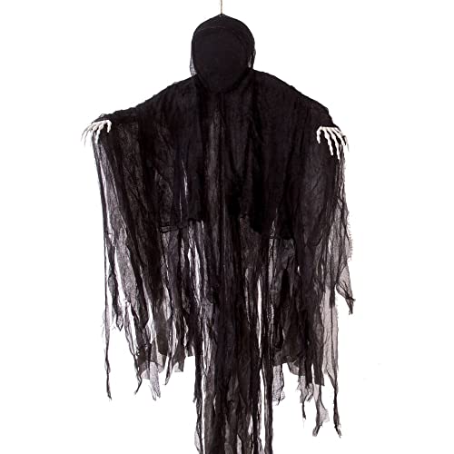 Image of JOYIN 63 inch Halloween Decorations Outdoor Grim Reaper,Dark Faceless Hanging Ghost Decor in Black Horror Robe for Halloween Yard Tree Graveyard Hanging Decorations Haunted House Outside Decor
