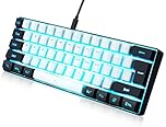 abucow Gaming Keyboard Minimalist Portable Wired Ultra-Compact Mini Imitation 61 Keys RGB Backlit Keyboard (White-black)