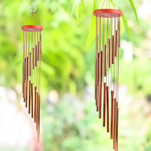 Image of ZAICUS Large Metal Wind Chime for Home & Garden, Rose Gold Wind Bell with Deep Soothing Tones, Outdoor Hanging Decor for Balcony, Patio & Entrance