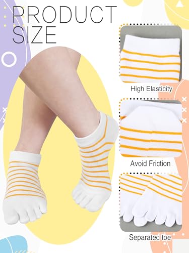 Image of Sintege 5 Pairs Stripe Toe Socks Women Colorful Finger Sock with Toes Separated Ankle Socks for Athletic Running Women Men
